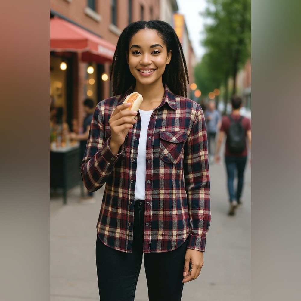 Forever 21 Plaid Button Down Shirt - Red, Blue, White & Yellow